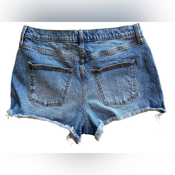 DENIM High Rise Cut Off Jean Shorts Women's Size 12 Distressed Denim Medium Wash - Picture 2 of 8